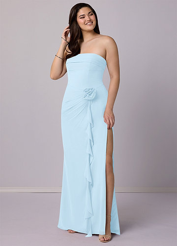 Barbie ♥ Azazie Bridesmaid Dresses Sheath Strapless Chiffon Floor-Length Dress image1