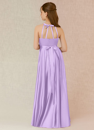 Azazie Arianthe Junior A-Linie mit Taschen Stretch-Satin Kleid Flieder image1