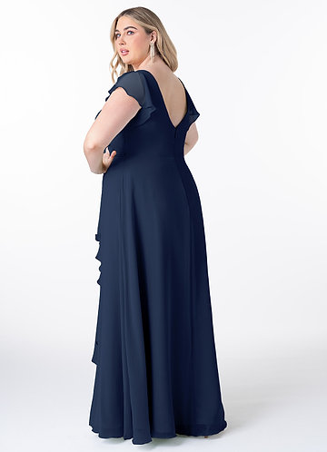 bridesmaid dresses navy blue plus size Bridesmaid Dresses Plus Size Navy Blue Evening Gown Bridesmaid Dress Long Sleeve Navy Blue Evening Gown Chiffon Dress