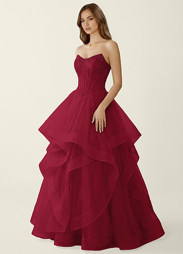 Cressida Burgundy Two-piece Corset Lace Up Back A-line Prom Dress image1