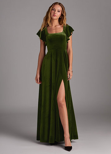 Olive Velvet Bridesmaid Dresses | Azazie