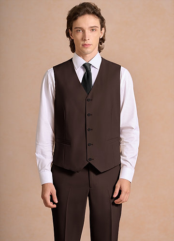 front James Ganache Structured Stretch Suit Vest