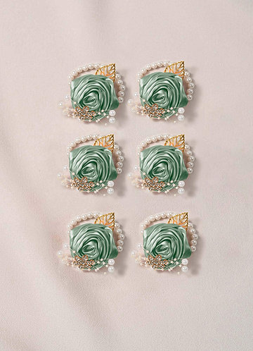 front 6PC Matching Color Bridesmaids Wrist Corsage with Pearl Bracelet