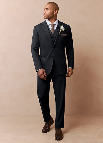 Savile Charcoal Wool Blend 3-Piece Suit