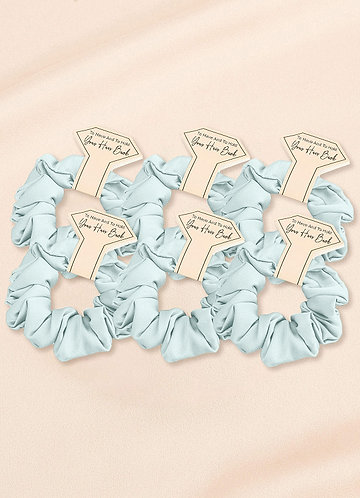 front Matching Color Six-Piece Bridesmaid Stretch Satin Regular Size Scrunchie Set