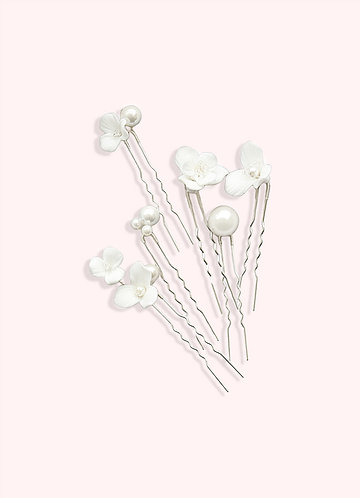 front Ceramic Flower Pearl Hairpin
