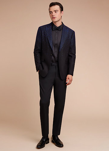 front Victor 검은색 라인스톤 턱시도