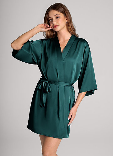 front Matching Color Classic Satin Robe