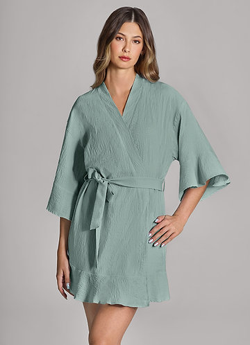 front Matching Color Ruffled Cloud-Soft Robe