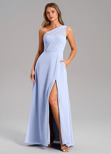 Azazie Phaedra Bridesmaid Dresses Vestido Gelo de Chiffon de Linha A com Um ombro image1