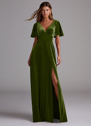 Olive Velvet Bridesmaid Dresses | Azazie