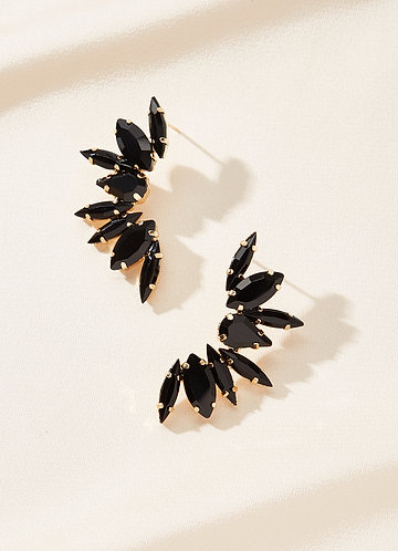front Crystal Cluster Crescent Earrings