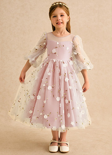 Azazie Elowen Flower Girl Dresses Rosette A-Line Sweetheart Neckline Lace Dress image1