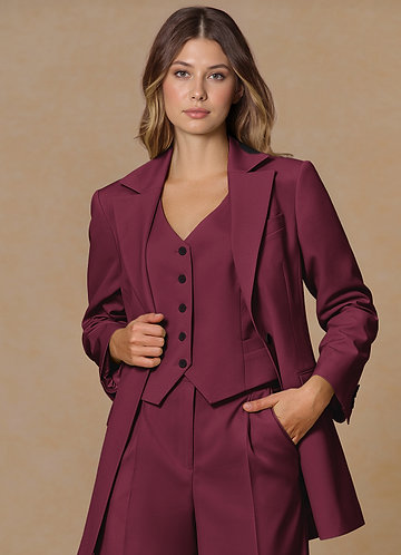 front Rowan Burgundy Refined Weave Performance blazer