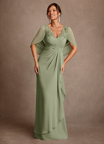 green emerald velvet dress Wedtrend Women Sparkly Green Mother of The Bride Dress with Appliques V Neck Pleated Sequin Wedding Party Dress, Green / US16 main image 0