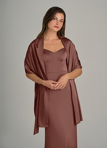 front Azazie Matching Color Ireland Stretch Satin Shawl