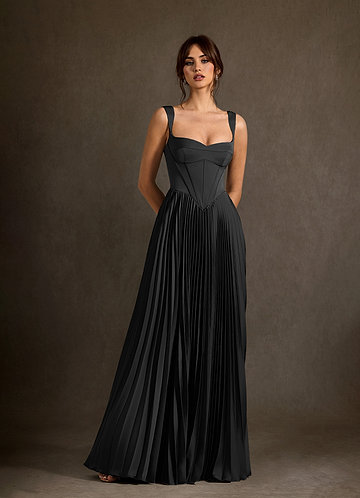 Dean Wedding Dresses Black Sheath Sweetheart Neckline Stretch Satin Dress image1