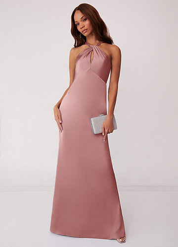 Barbie ♥ Azazie Bridesmaid Dresses Dusty Rose Sheath Stretch Satin Dress image1