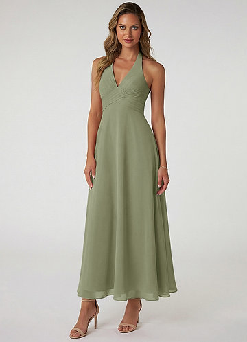 Azazie Tessie Suknie dla druhen Linia A Pofałdowany Szyfon Długość kostki Sukienka image1