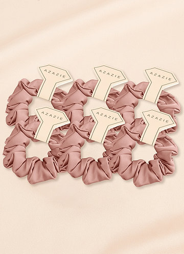 front Six-Piece Bridesmaid Stretch Satin Regular Size Scrunchie Set