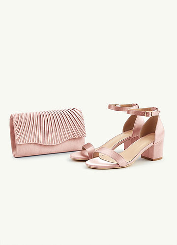 front Matching Color Metallic Satin Sandals Envelope Clutch Set