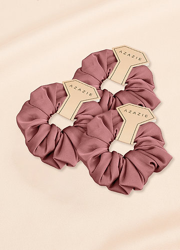 front Three-Piece Bridesmaid Stretch Satin Over Size Scrunchie Set