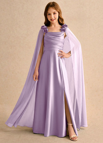 Azazie Rosita Girls Formal Klänningar för brudeflicka Klä A-Line i Stretch Satin Plisserad image1