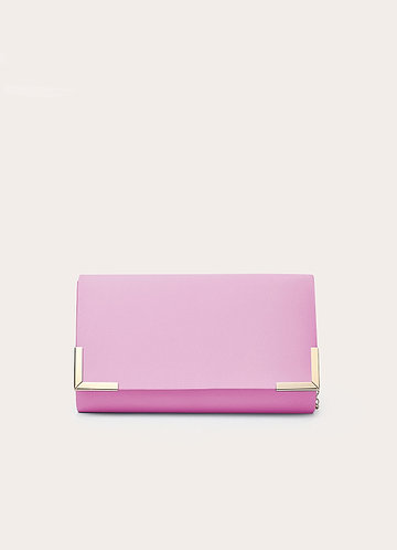 front Matching Color Matte Satin Envelope Clutch Bag