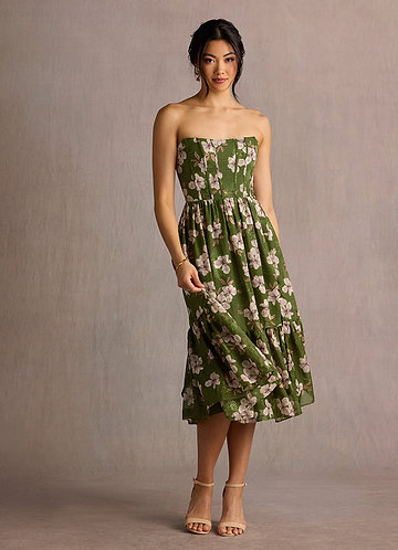 Gigi Green Floral Midi Dress image1 0