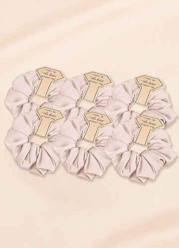 front Matching Color Six-Piece Bridesmaid Stretch Satin Over Size Scrunchie Set