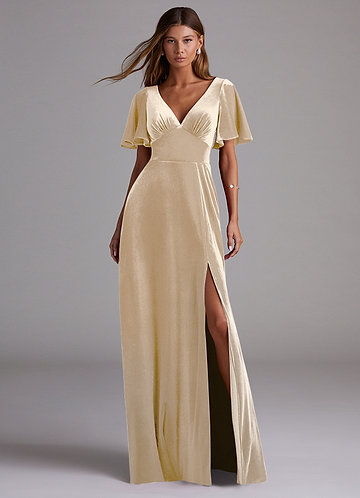 Champagne Velvet Bridesmaid Dresses | Azazie