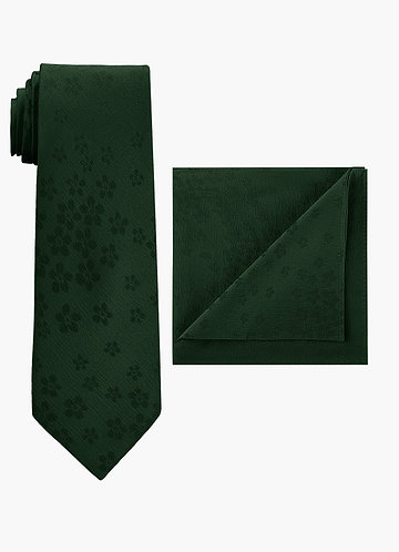 front Conjunto de corbata ancha y pañuelo de bolsillo en jacquard
