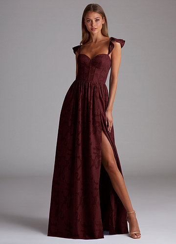 Denisse Wine Corset Maxi Prom Dress image1