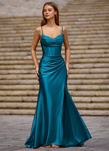 Glow Lake Blue Silk-like Satin Prom Dress image1