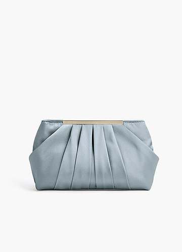 front Matching Color Metallic Satin Pleated Clutch