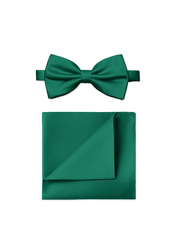 front Matte Satin Bow Tie and Pocket Square Set