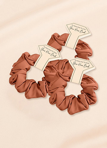 front Matching Color Bridesmaid Stretch Satin Regular Size Scrunchies