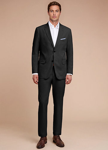 front Grayson Black Stretch Seersucker Suit