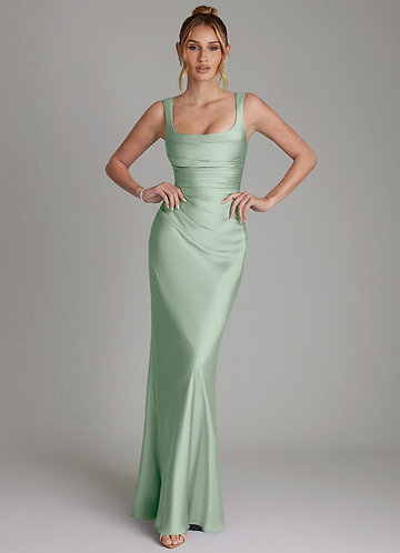 red and green striped dress FAITH KNIT RIBBED STRIPED DRESS-GREEN – Lucca Couture main image 0