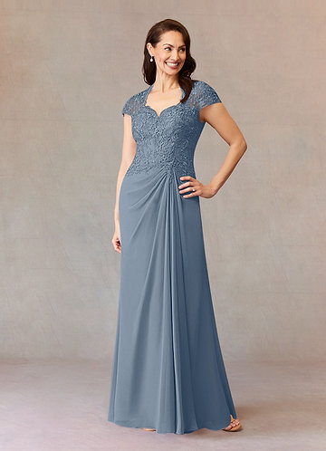 Azazie Junie Mother of the Bride Dresses Vestido Crepúsculo de Chiffon de Linha A com Renda image1