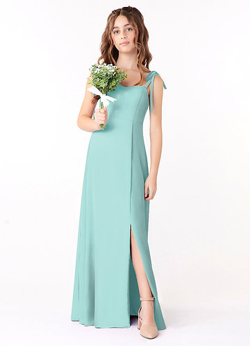 Azazie Rosey Junior Aqua A-Line Sweetheart Neckline Chiffon Dress image1