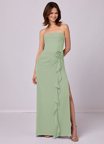 Barbie ♥ Azazie Bridesmaid Dresses Sheath Strapless Chiffon Floor-Length Dress image1