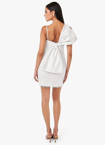 Serena White Beaded Bow Mini Dress image1 0
