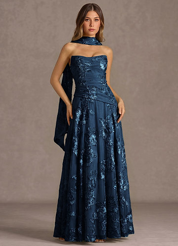 neon blue bridesmaid dresses Dress different shades of blue dresses