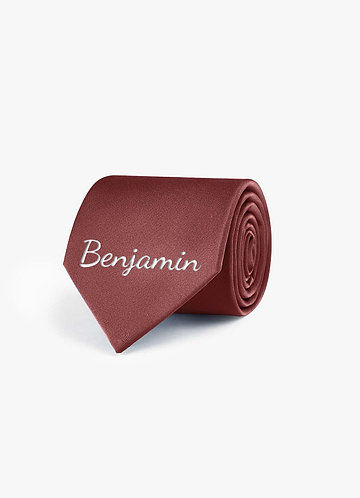 front Personalized Stretch Satin Embroidered Wide Tie