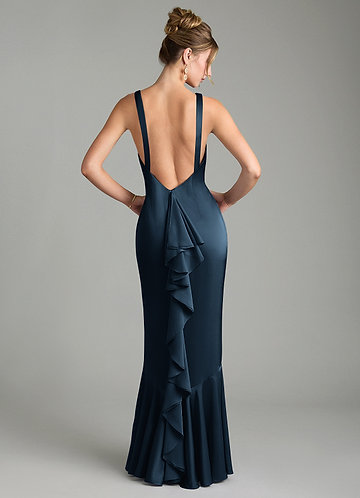 light blue off the shoulder bridesmaid dress Sky Satin Prom Dresses Sheath/Column Minimalist Slit Stretch Satin Long Prom Dresses Color:Rose Blush Colour Block Satin Fabric Color 4/14/25 HAPPY BAY Women's Bandeau