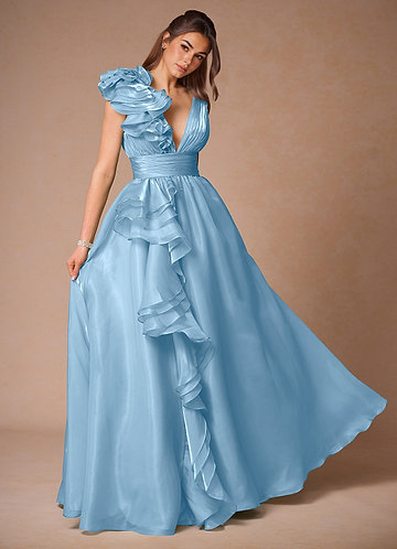 Vespera Mint Blue Ruffles Gown image1