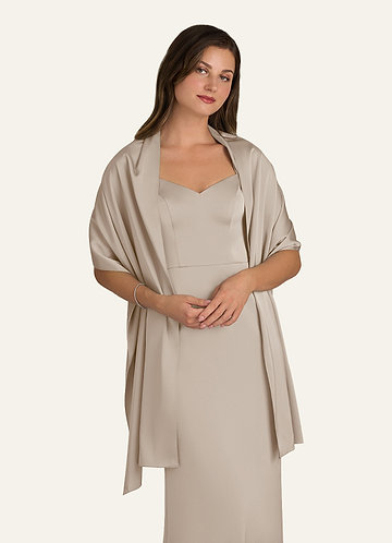 front Azazie Matching Color Ireland Stretch Satin Shawl