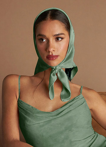 front Matching Color Stretch Satin Scarf