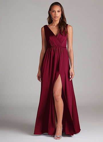 Azazie Jasmine Burgundy Chiffon Gown store